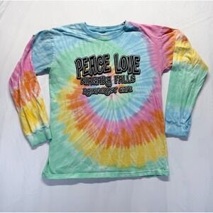 Rainforest Cafe Shirt Mens Medium Multicolor Tie Dye Peace Love Niagara Falls